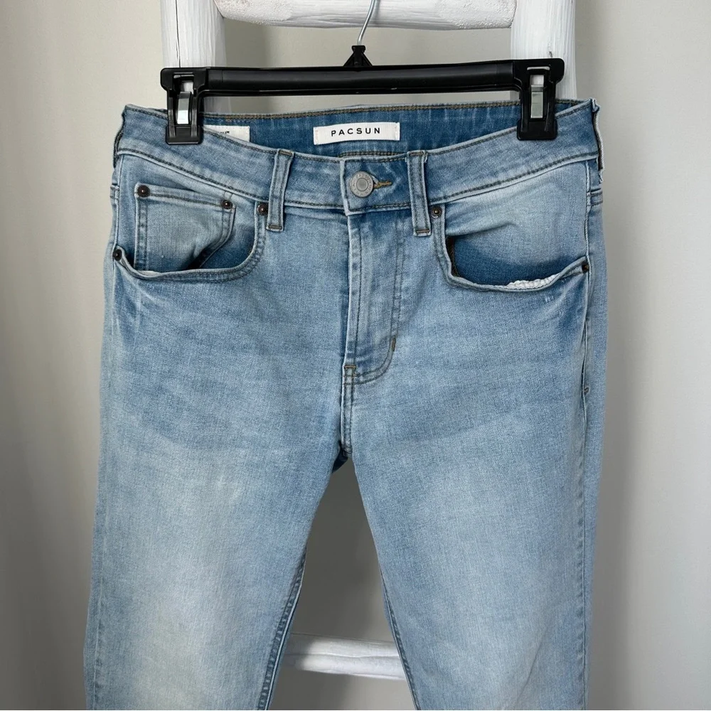 PacSun Men's Slim Jeans in Light Blue Size 28 X 30